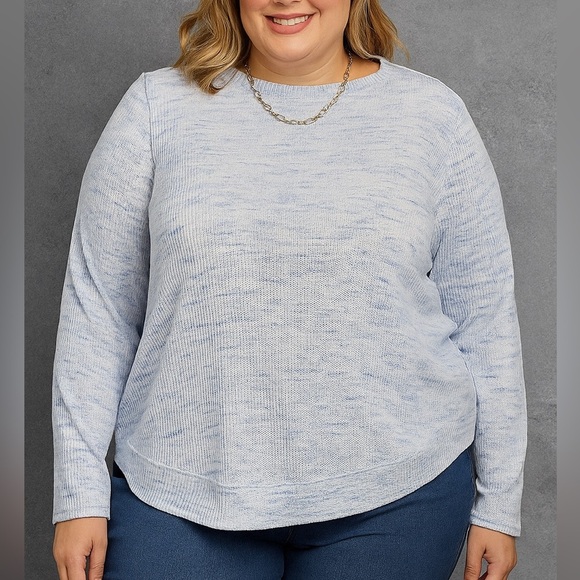 Lane Bryant Blue and White Marled Knit Sweater (954) - Picture 1 of 11